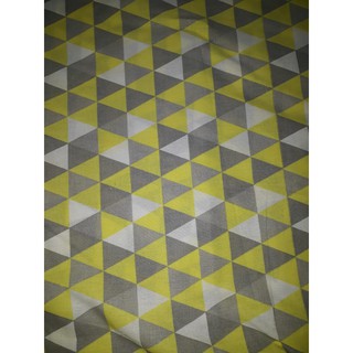 Tecido de Algodão Amarelo e Cinza Figura Geométrica 1,50m Largura x 1m 100% Algodão (2)