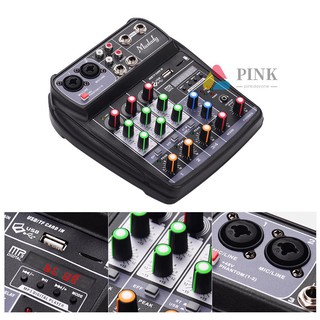 Pinkdo Muslady Ai-4 Mixer De Áudio Digital 4-channel Bt Mp3 Entrada Usb + 48v Phantom Power Para M (1)