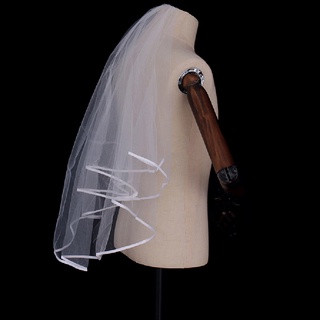Véus De Noiva Curtos Com Duas Camadass 80cm Pente Branco Véu De Tule (8)