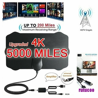 Rutucoo Antena Hdtv Gama 5000 Milha / 4k / Hd / Digital / Amplificador De Sinal De Antena / Tv