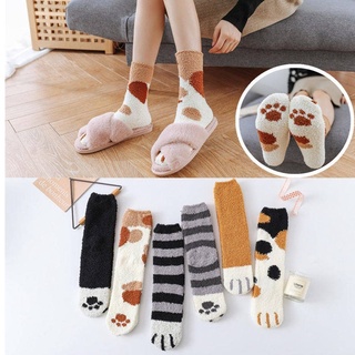 Women Fuzzy Socks Female Kawaii Cat Claw Cute Socks Velvet Thicken Warm Socks Winter Floor Sleeping Socks Warm Thermal Socks (1)