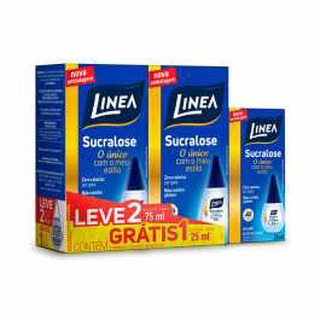 Adoçante Linea Sucralose Kit com 2 Frascos de 75ml + 1 de 25ml