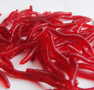 50 Pcs Macio Red Worms Minhoca Isca De Silicone Isca De Pesca Cheiro De Peixe Largot Jig