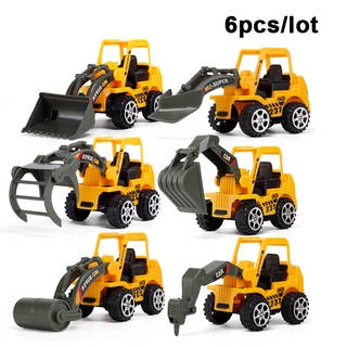 6 Pçs Conjunto Caminhão Escavadeira / Brinquedos De Veículos De Engenheiro / Brinquedos De Bulldozer Para Menino | 6 Pcs Set Engineering Vehicles Toys Excavator Truck Bulldozer Car Toy for Boy