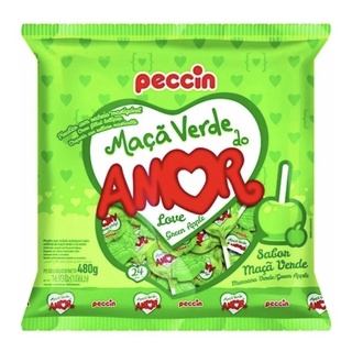 Pacote Pirulito Maçã Verde do Amor C/24 unids - Peccin