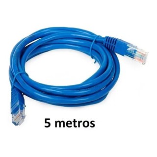 Cabo De Rede Azul 5 Metros Rj45 Crimpado Cat5e Internet Lan