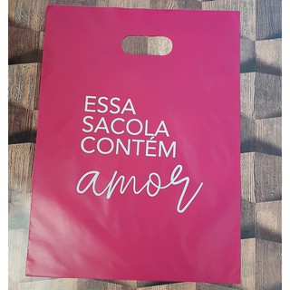 Sacolas Plástica Personalizada 25x35 - Essa sacola contem Amor ( ideal para lojas )