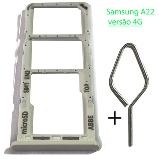 Gaveta de chip para Samsung Galaxy A22 versão 4G + chave extratora | bandeja dual Original suporte SIM