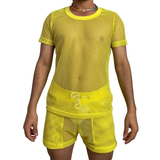 Conjunto Arrastão Amarelo Camiseta E Shorts