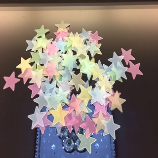 100 peças de arte de adesivo de parede com estrelas luminosas para decoração de quartos infantis (várias opções de cores) (8)
