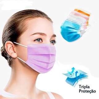 Máscara Descartável Tripla Camada de Proteção Com Clip Nasal Adultos Varias Cores! (5)