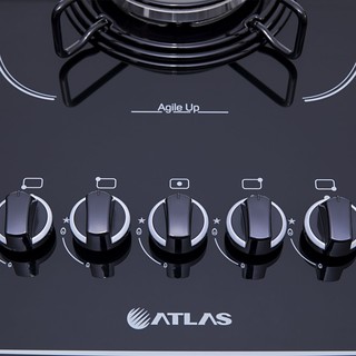 Cooktop 5 bocas Atlas Agile Up Glass Mega Chama Acendimento Superautomático Preto Bivolt (4)