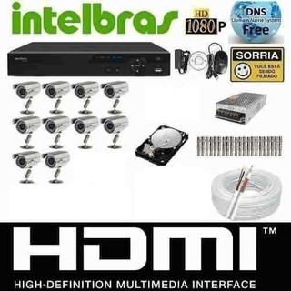 Kit Cftv Dvr Intelbras 1116mhdx+hd1tb+10 Cam ahd 720p +cabo