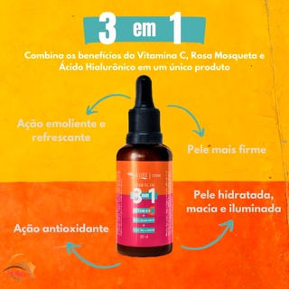 Sérum Facial 3 Em 1 Vitamina C + Rosa Mosqueta + Ácido Hialurônico 30ML Max Love (5)