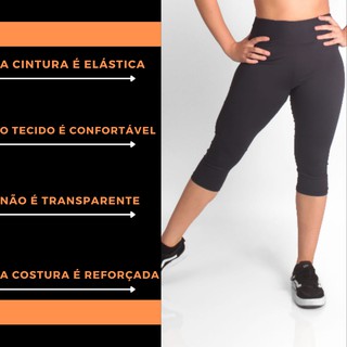 Calça Legging Feminina Corsário cintura alta ,cintura elástica, academia/fitness/casual, preta e mescla