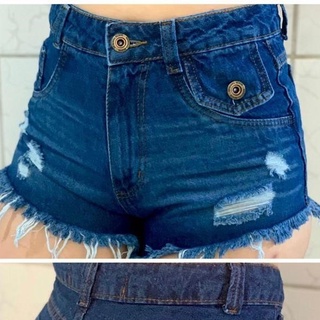 Shorts Branco Jeans Feminino Cintura Alta,Cos Alto Desfiado Hot Pants (7)