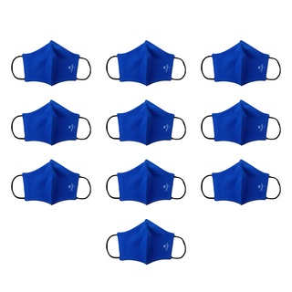 Kit 10 Máscaras Pano Proteção Resp. Dupla Lavável - Infantil Azul