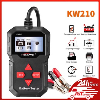 Testador de Bateria de Carro KONNWEI KW210 Digital de 12V/Ferramenta com Múltiplos Idiomas para Analisar Bateria de Auto (1)