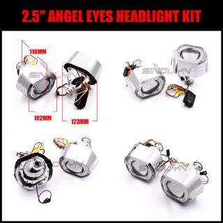 Angel Eyes LED Projector Headlight Lens Bi-xenon Turn Signal Running Lights H4 H7 Cars Accessories Retrofit 2.5/3.0 inch (2)
