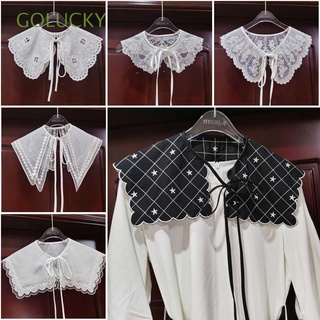 GOLUCKY Floral Embroidery Wraps Shirt False Collar Detachable Sunscreen Fake Collar Doll Fake Collar