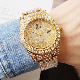 Rolex Relógios Homens E Mulheres Casal Cheio De Diamantes Moda De Ouro