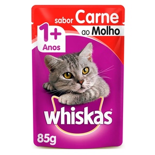 Caixa com 12 Whiskas Sâche Carne ao Molho Adulto 85g (2)