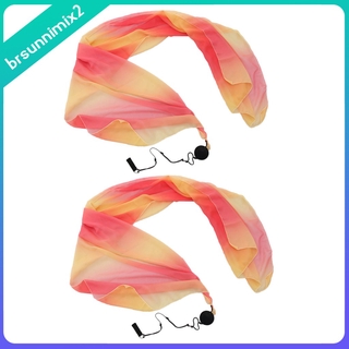 [BRSUNNIMIX2] 1 Pair Flowy Veil Poi Throw Balls Imitated Silk Scarf Adjustable Chain for Belly Dance Yoga Stage Dancing