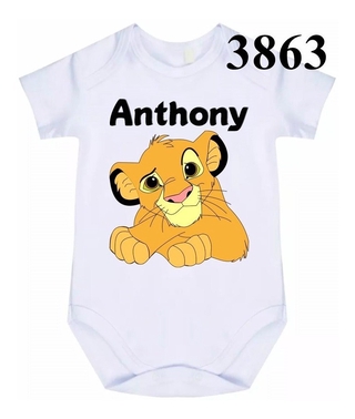 Roupa Bebê Body Bebê Rei Leão Com Nome Desejado C-3863