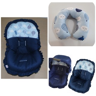 Capa para Bebe conforto com Capota e apoio de pescoço Balões Azul marinho menino