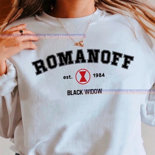 Moletom Gola Redonda Unissex Romanoff 1984 Black Widow Viúva Negra