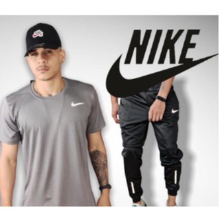 Kit Conjunto NK Masculino Calça Jogger Com Bolsos Refletiva + Camiseta Dri Fit Tecido Leve