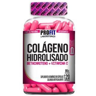 Colágeno Hidrolisado com Betacaroteno e Vitamina C - 120 cápsulas - Profit Labs