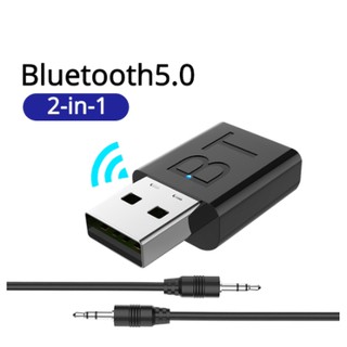 Adaptador Receptor Transmissor Bluetooth 5.0 2 Em 1 Usb Sem Fio Donggle Música Aux Amplificador De Sinal De Áudio (3.5Mm)