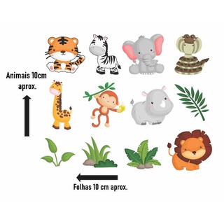 Kit Adesivos Recorte Animais Safari - Adesivo de parede - Decoração quarto infantil - Animais safari (4)