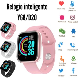 Relógio inteligente D20/Y68 Smartwatch para Android e iOS com Bluetooth