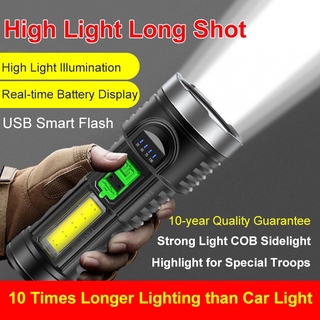 Lanterna Potente Led Com Lâmpada Xenon Recarregável Usb Portátil Ultra Brilhante Longo Alcance Uso Externo/Doméstico