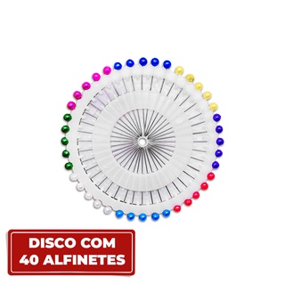 Alfinete Para Costura Cabeça Colorida 1 Disco C/40 Alfinetes