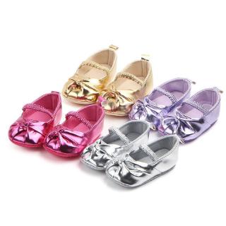 Sapatos De Bebê Recém-Nascido Clássico Metálico Infantil Moda Prewalker Princesa Nó Criança Sapatos Casuais