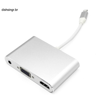 DR 1080P 8Pin to HDMI-compatible VGA AV Adapter Audio Video Converter Cable for iPhone/iPad (2)
