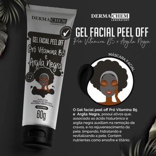 Gel Facial Peel Off Pró Vitamina B5 e Argila Negra Dermachem