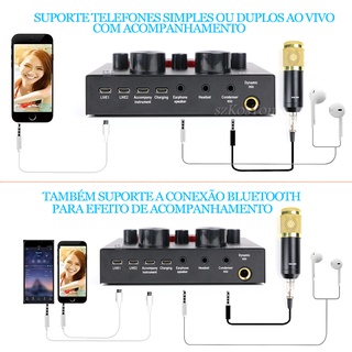 Bm 800 Kit De Placa De Som Microfone Condensador Microfone De Interface De Áudio E1 Para Gravação De Computador Karaoke Gaming (8)