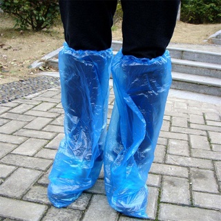 Capas para sapatos descartáveis ​​e para botas e sapatos de chuva azul capa de plástico para sapatos compridos (1)