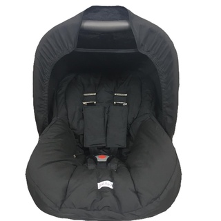Capa forro acolchoado para aparelho bebê conforto com protetores para o cinto e mais capota solar cor preto (1)