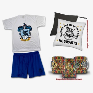 Kit Harry Potter - Pijama Adulto Masculino + Almofada + Caneca - Corvinal Ravenclaw