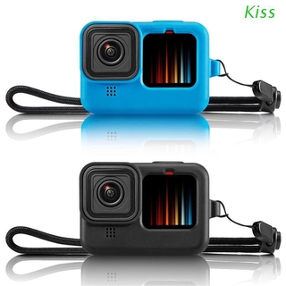 Kiss For GoPro- Hero 9 Black Case Silicone Camera Body Cover +Protective Silicone Lens Cap for go pro 9 Action Camera Accessories (1)