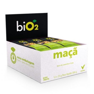Bio2 Barra Castanhas Maçã 7nuts Vegana S/ lactose 25gr 12Un