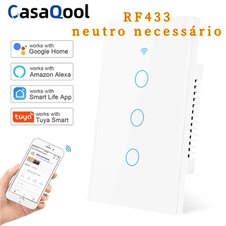 RF433/wifi Interruptor Inteligente Touch Com Controle Por APP "Smart Life" Amazon Para Parede Google Home