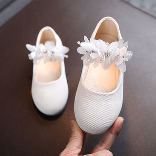 Crianças Sapatos De Couro Meninas Brilhando Flores Princesa Para Apartamentos Primavera Vestido De Verão Casamento Festa De Bebê