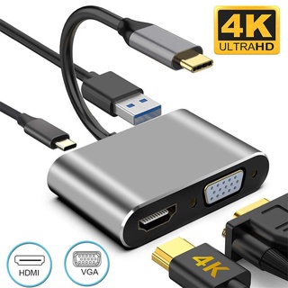 USB C 3.1 Tipo C para VGA HDMI USB 3.0 Hub Adaptador 4 em 1 PD 87W de carregamento rápido Thunderbolt 3 Hub para NoteBook Air Pro Mobile phone