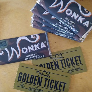 PRONTA ENTREGA Barra de chocolate personalizada Willy Wonka A Fantástica Fabrica de Chocolates Bilhete dourado